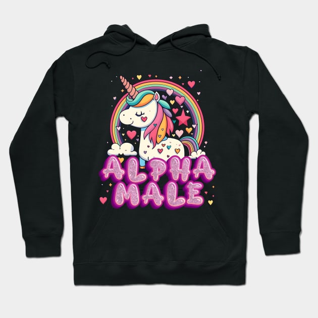 Alpha Male Unicorn Design Hoodie by screamingfool